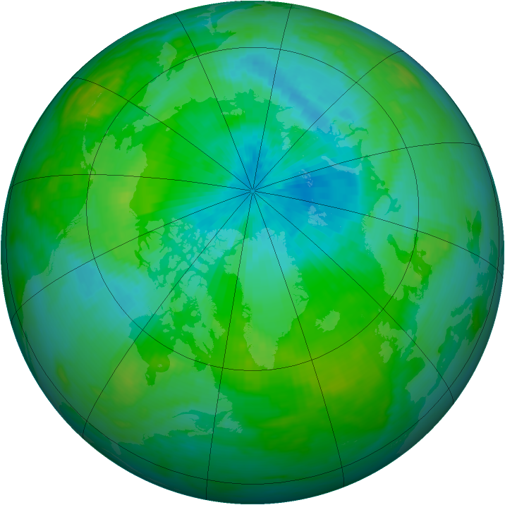 Arctic ozone map for 18 August 1992